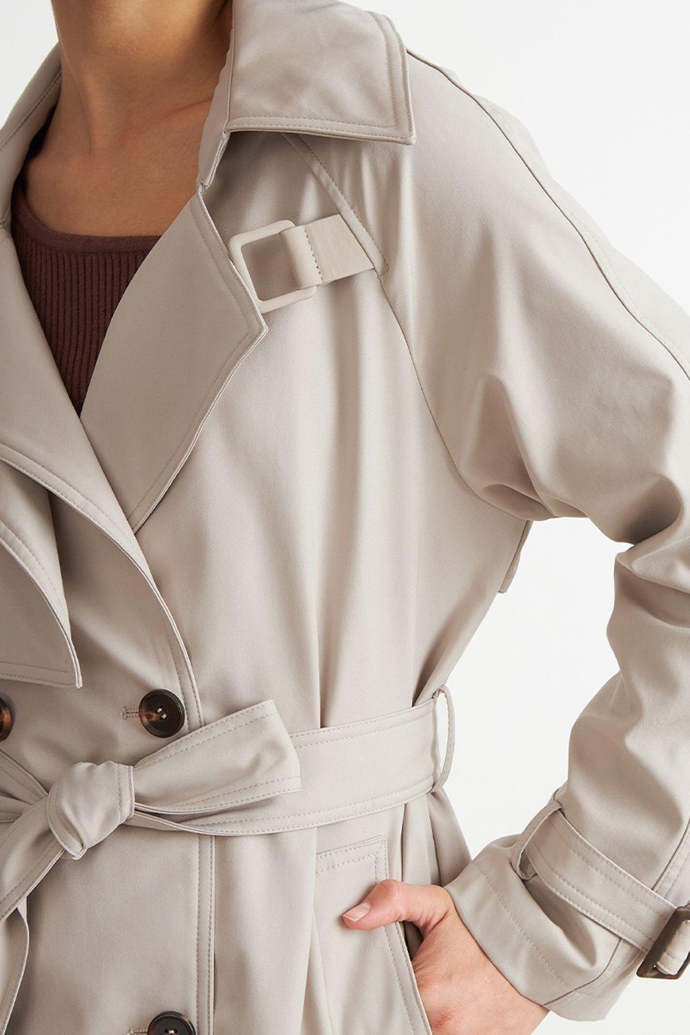 Trench Clásico Doble Botonadura Beige Nicopoly-5