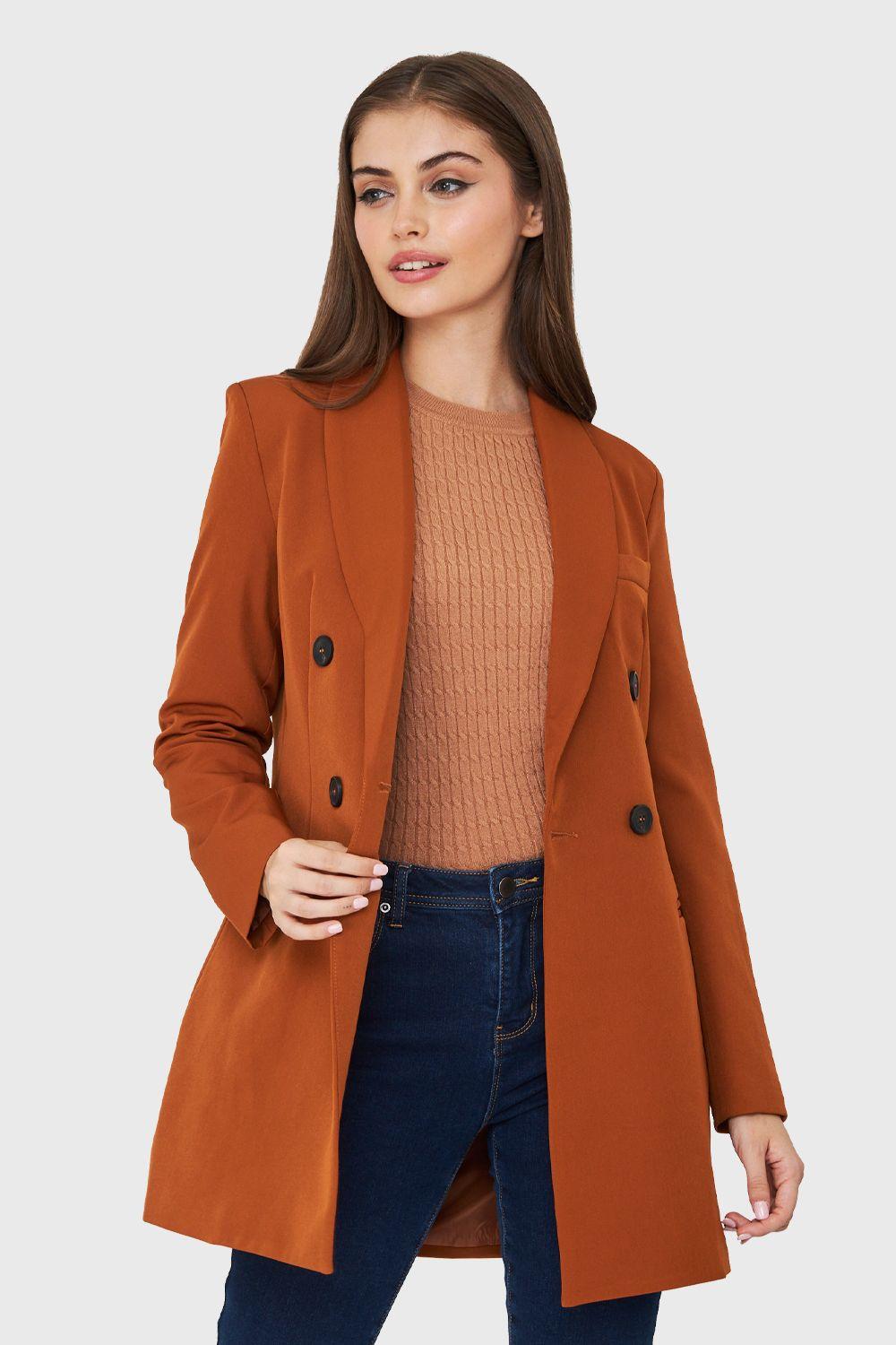 Blazer Cuatro Botones Largo Óxido Nicopoly-0