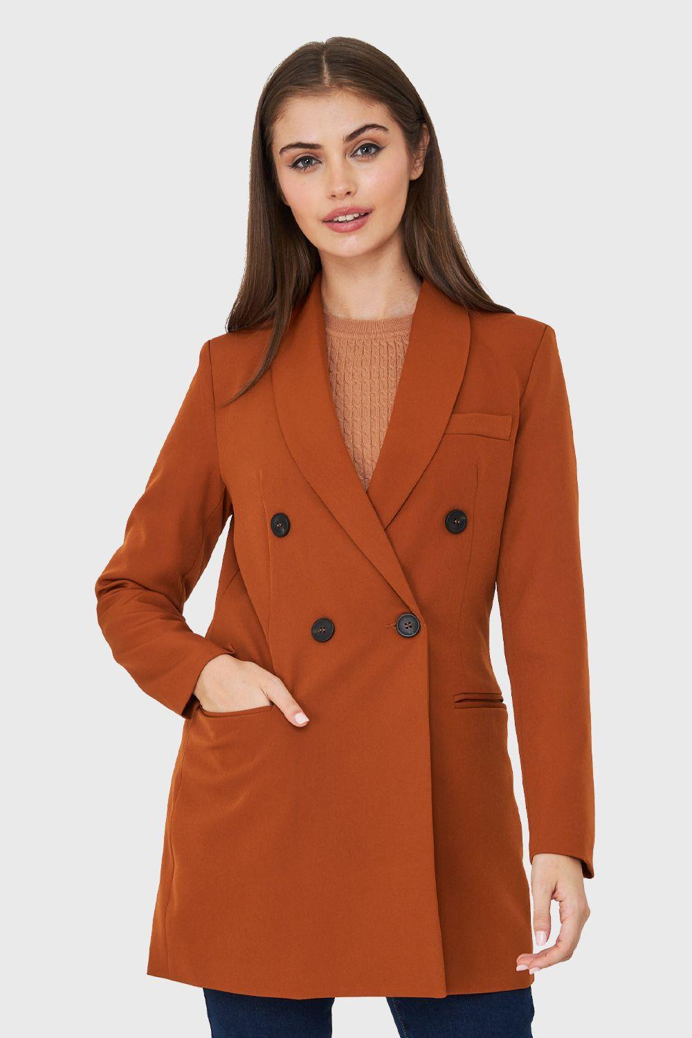 Blazer Cuatro Botones Largo Óxido Nicopoly-4