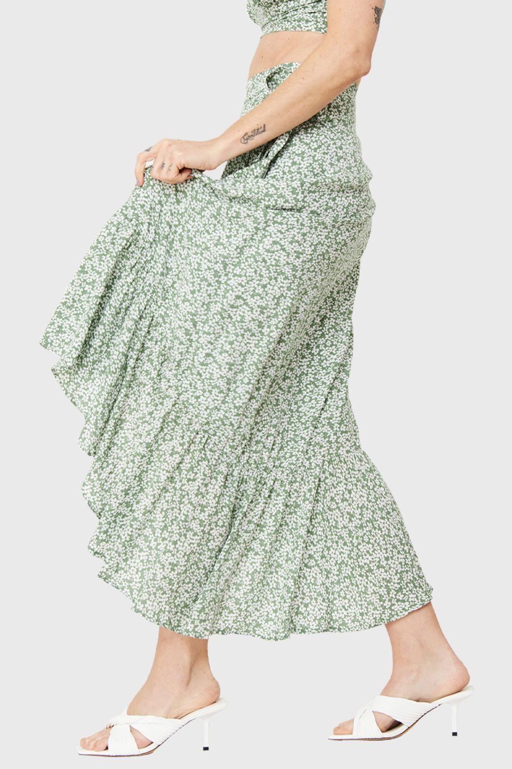 Falda Floreada Verde Nicopoly-2