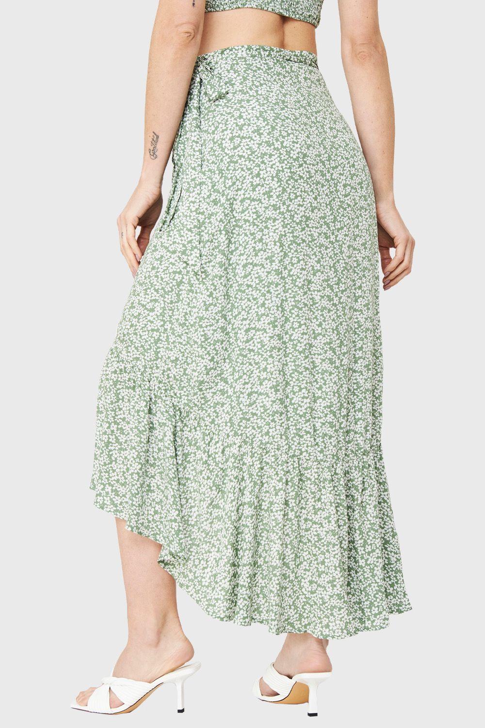 Falda Floreada Verde Nicopoly-3