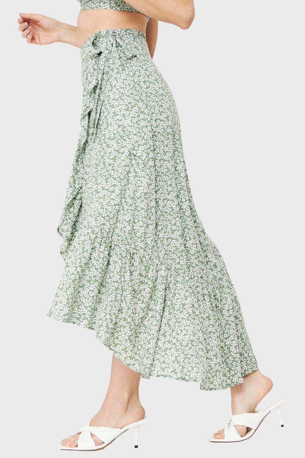Falda Floreada Verde Nicopoly-4