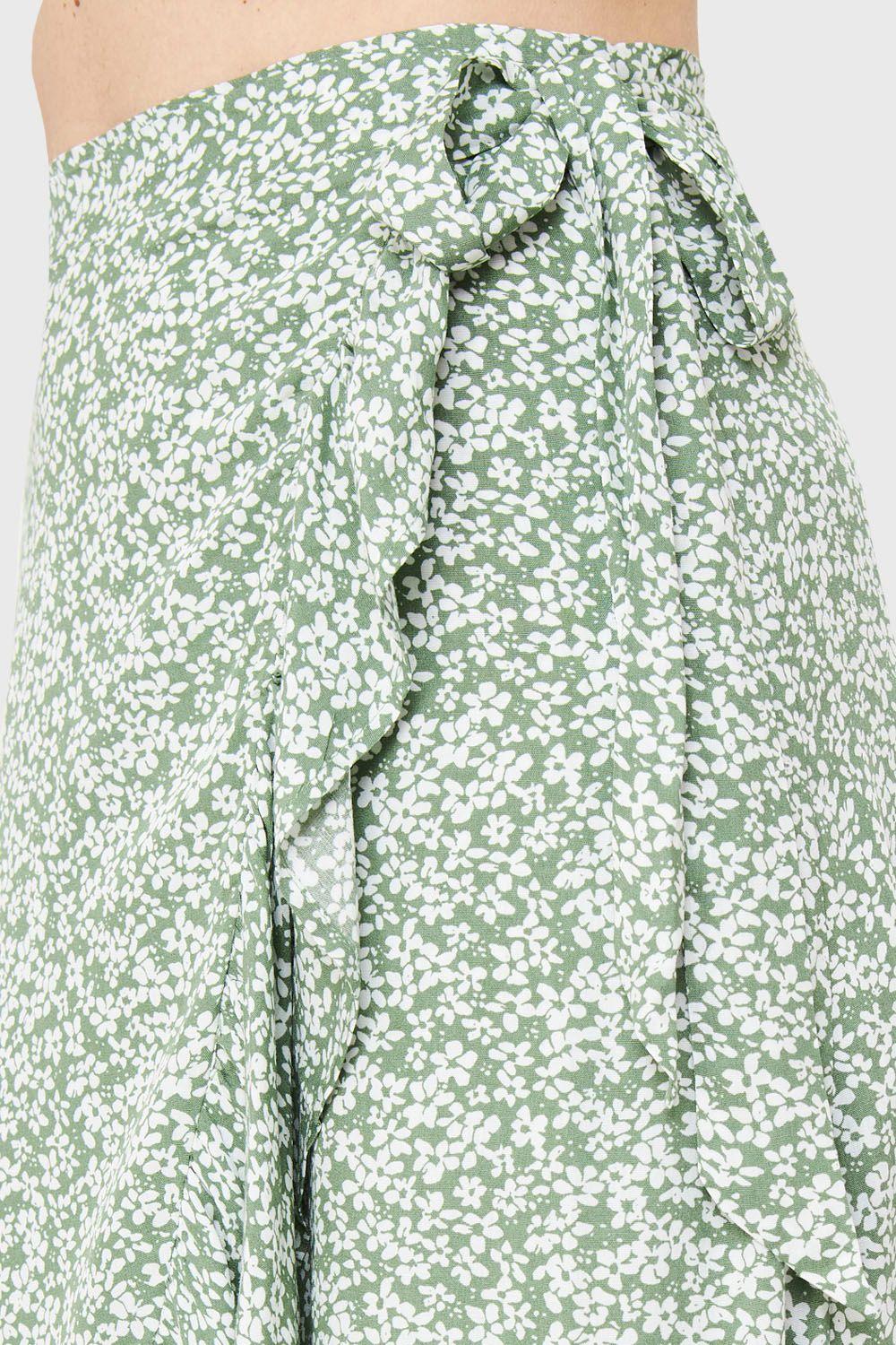 Falda Floreada Verde Nicopoly-5