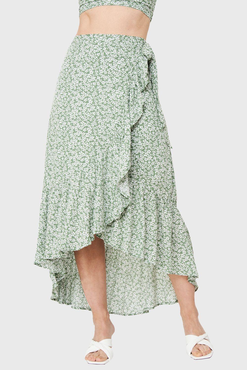 Falda Floreada Verde Nicopoly-0