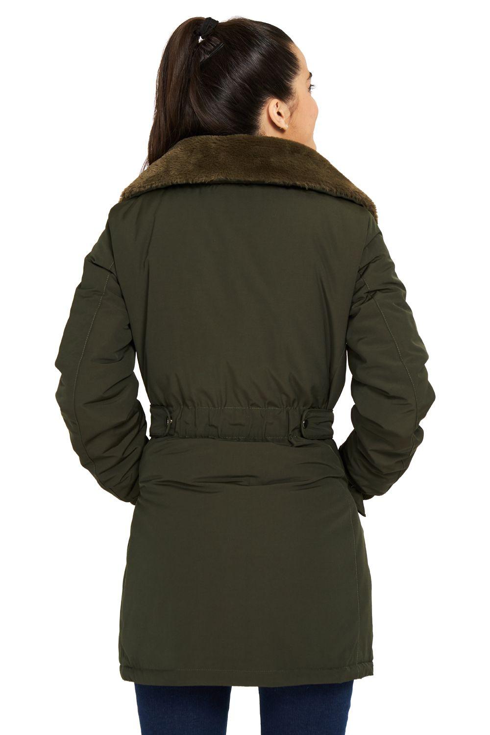 Parka Entallada Cuello Alto Verde Nicopoly-3