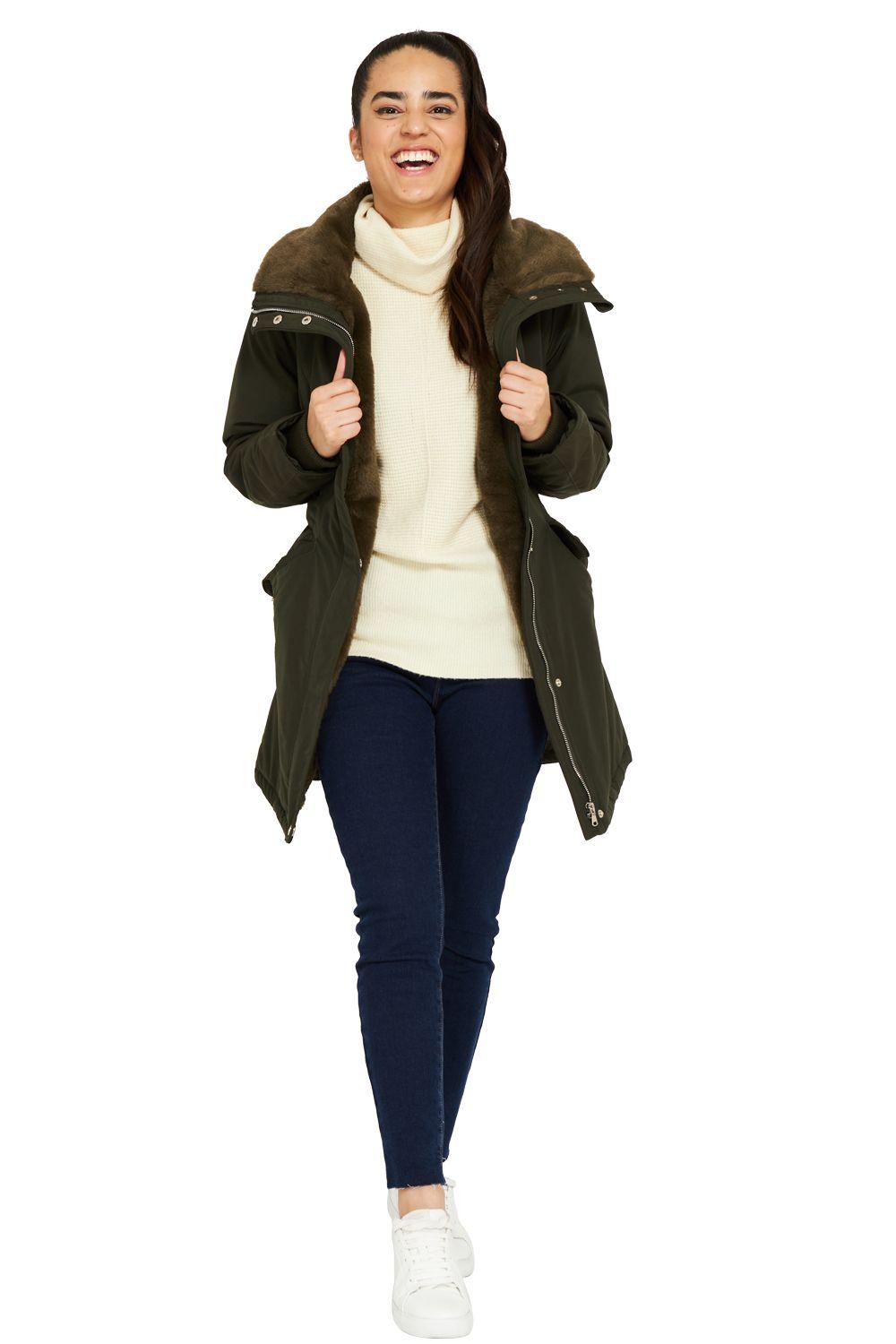 Parka Entallada Cuello Alto Verde Nicopoly-1