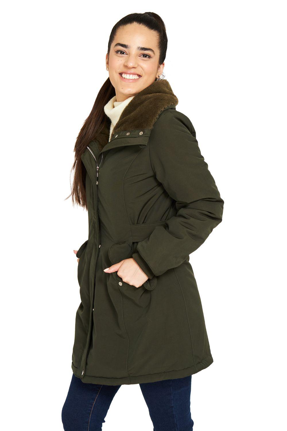Parka Entallada Cuello Alto Verde Nicopoly-2