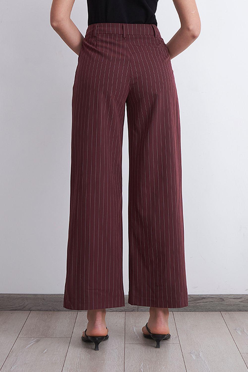 Pantalón de Pierna Recta Raya Diplomática Burdeo Nicopoly-3
