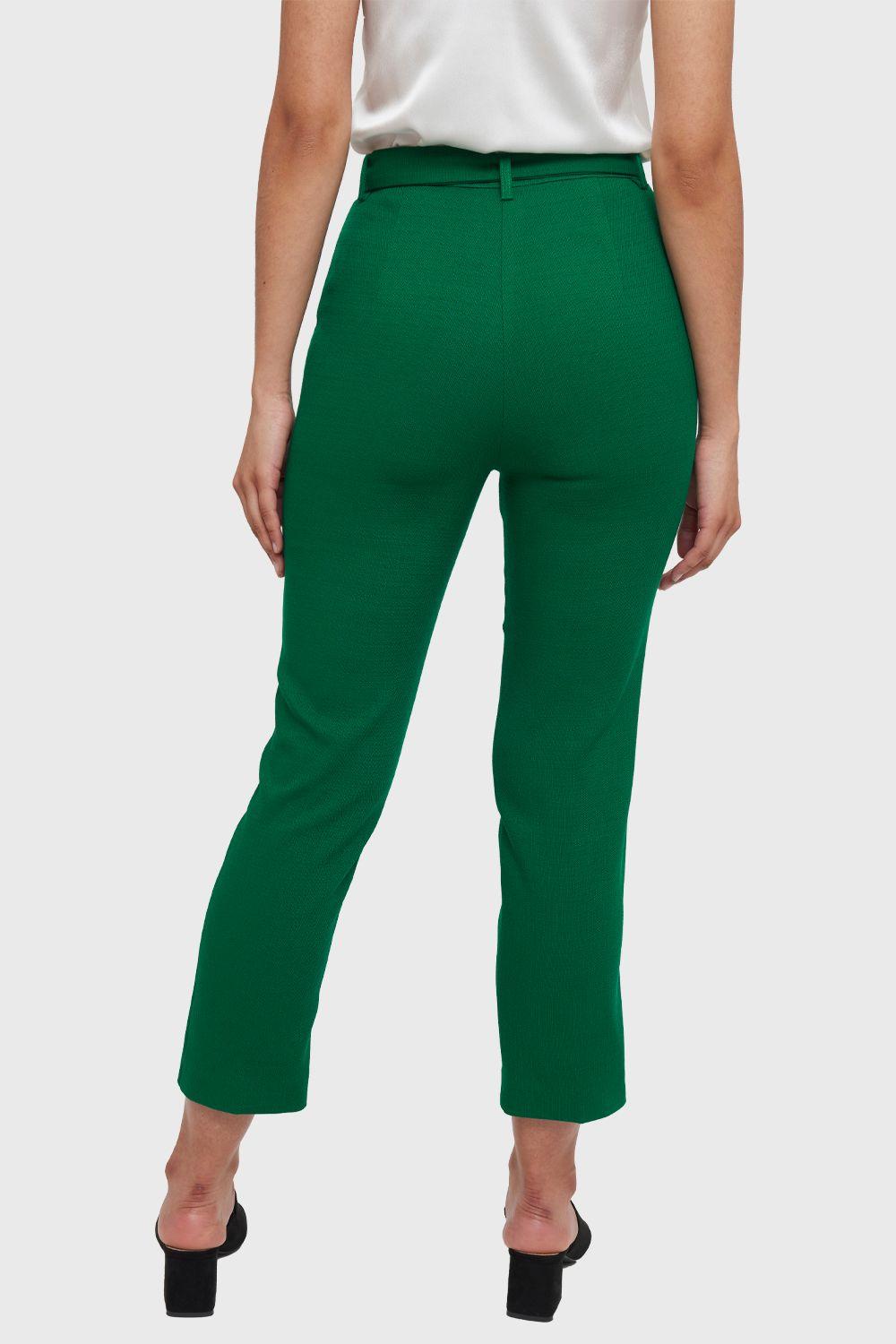 Pantalón Recto Cinturón Verde Nicopoly-3