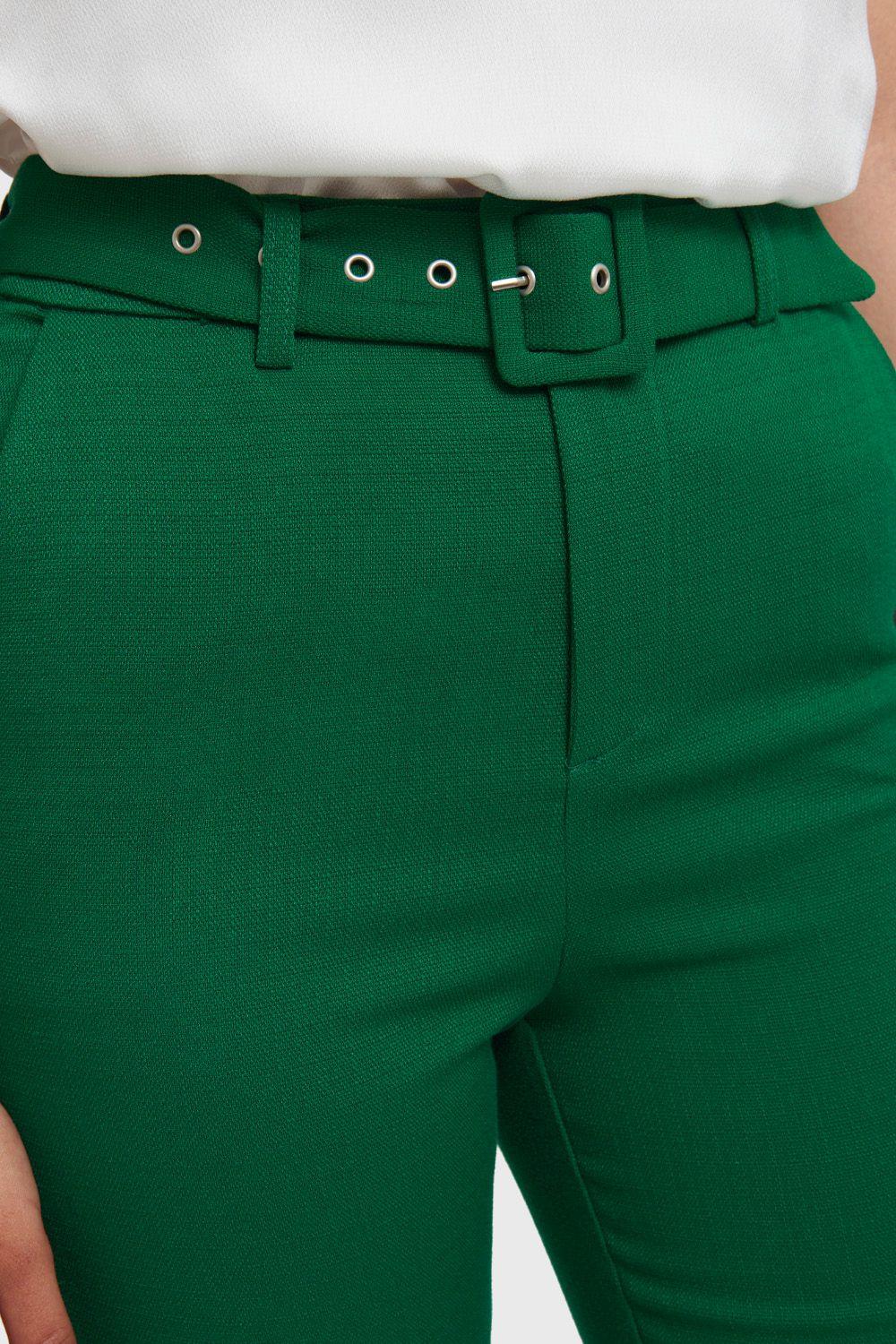 Pantalón Recto Cinturón Verde Nicopoly-5