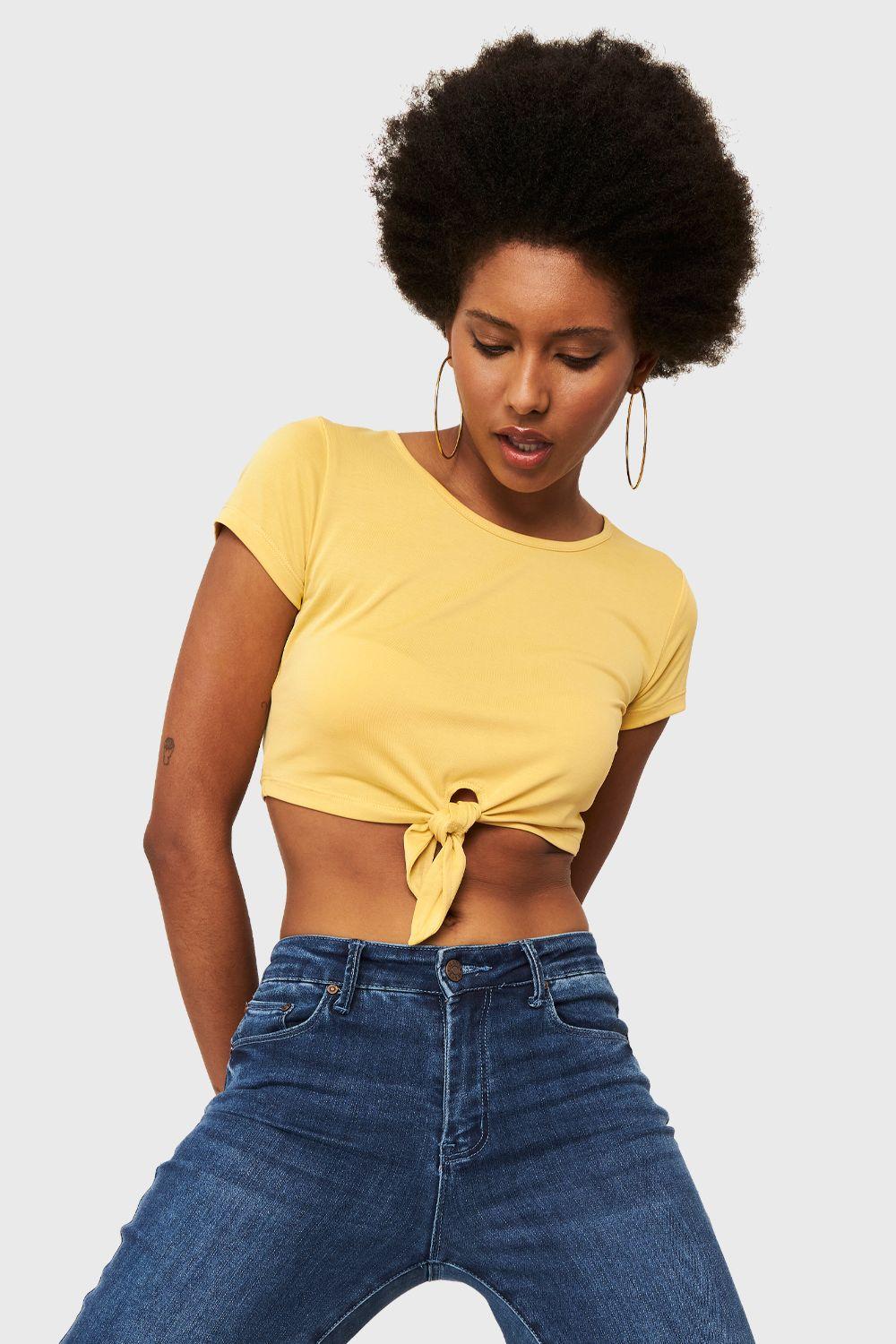 Crop Top Nudo Amarillo Nicopoly-0