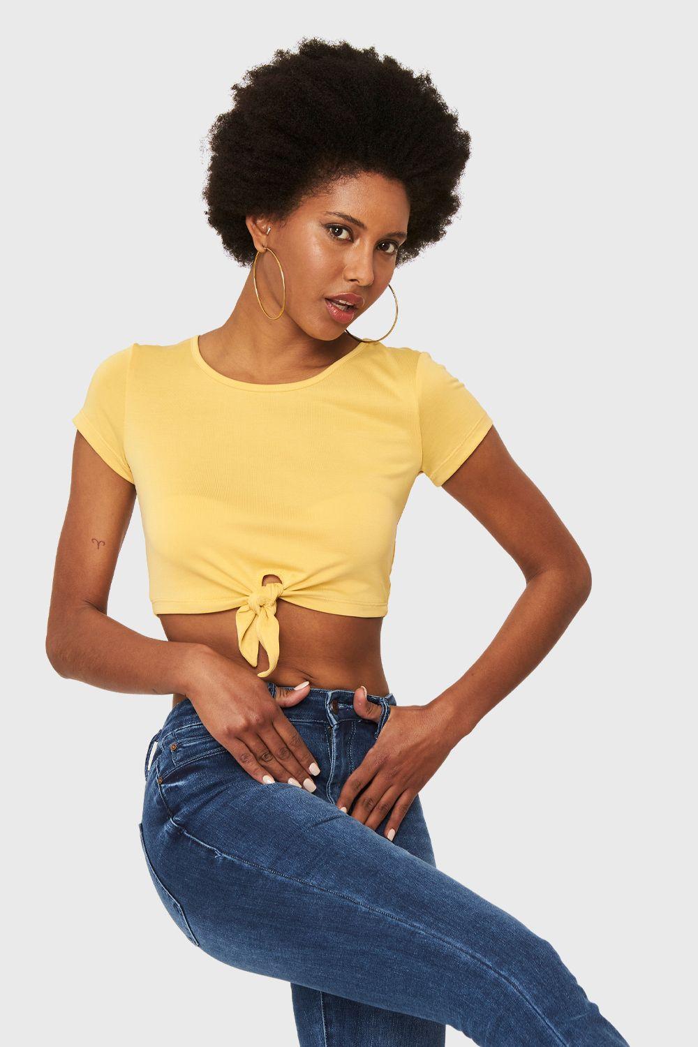 Crop Top Nudo Amarillo Nicopoly-4
