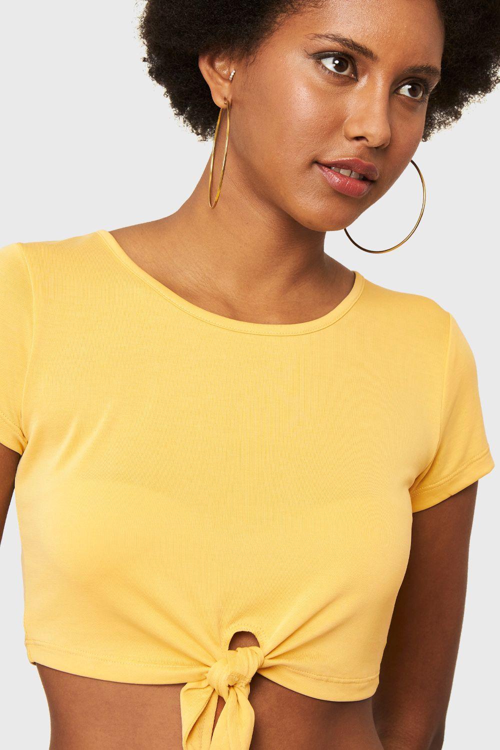 Crop Top Nudo Amarillo Nicopoly-5