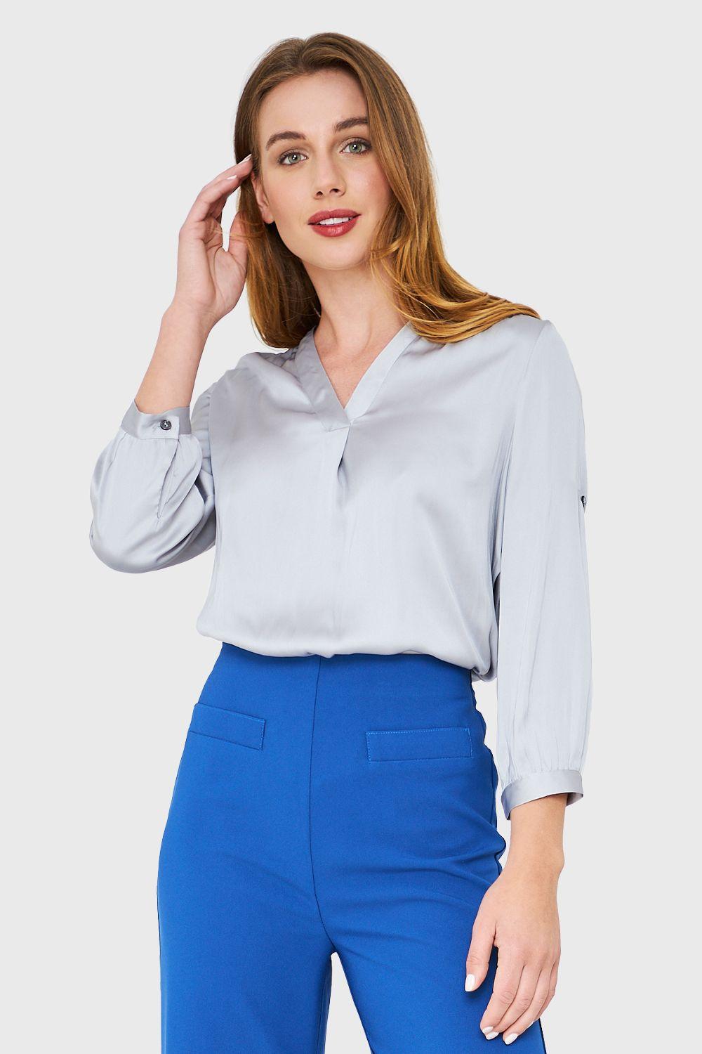 Blusa Manga Ajustable Gris Nicopoly-0