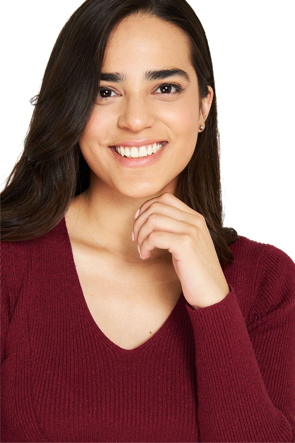 Vestido Brillos Burdeo Nicopoly-4