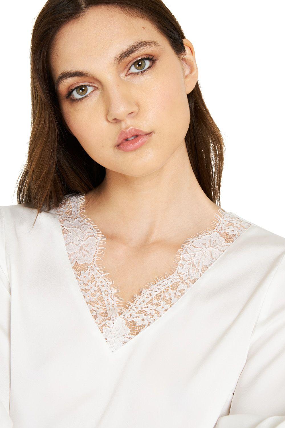 Body Escote V Encaje Blanco Nicopoly-4