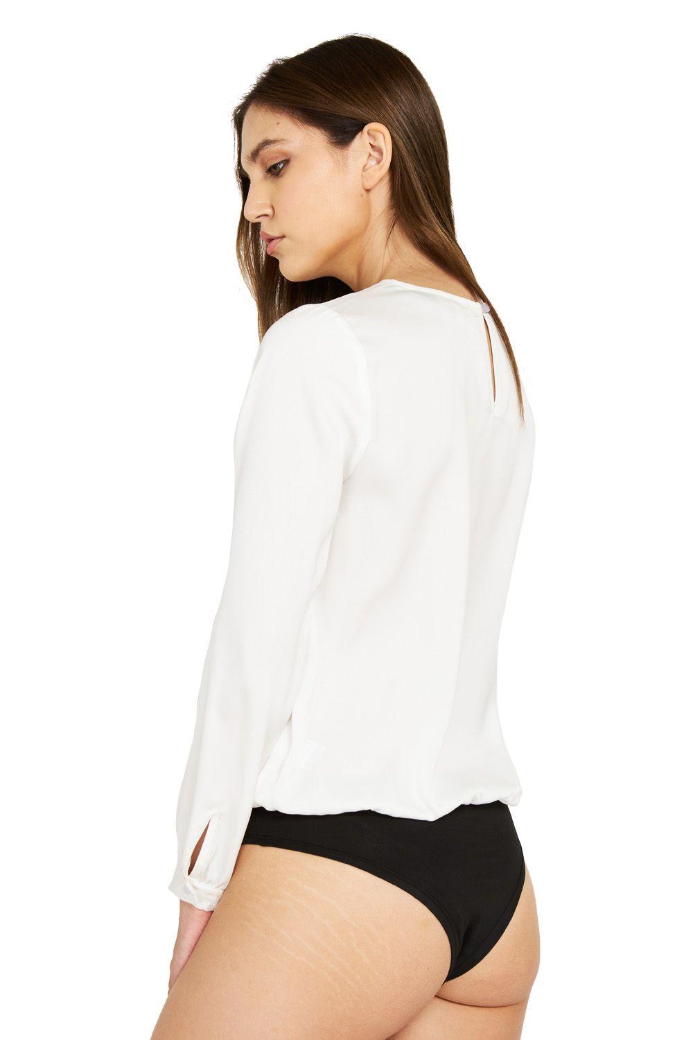 Body Escote V Encaje Blanco Nicopoly-2