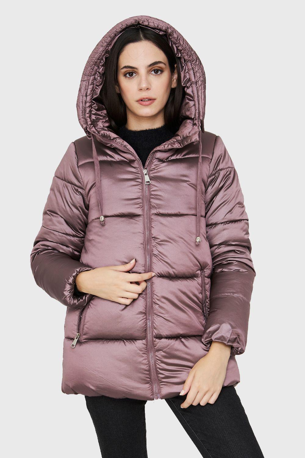 Parka Corta Metalizada Gorro Lila Nicopoly-4