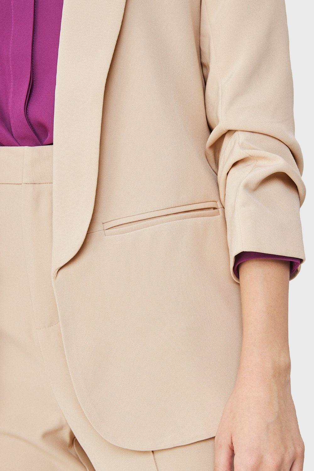 Blazer Mangas Drapeadas 3/4 Beige Nicopoly-5