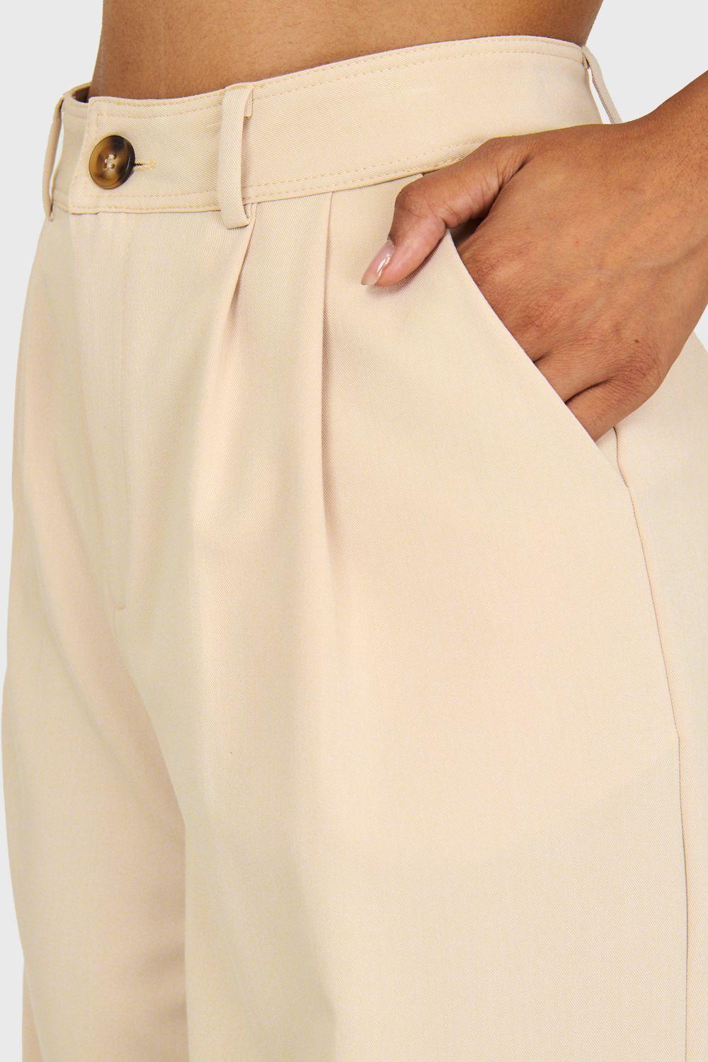 Pantalón Básico Pierna Ancha Beige Nicopoly-5