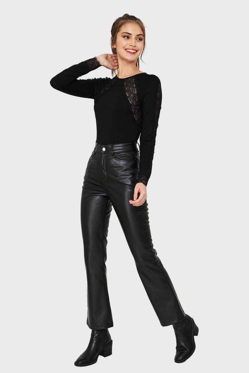 Body Manga Larga Encaje Negro Nicopoly-1