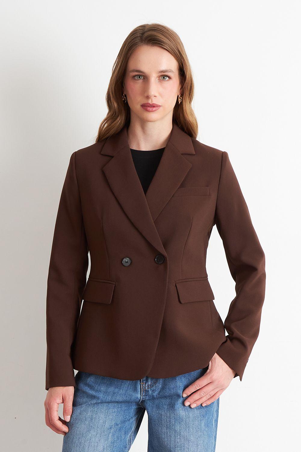 Blazer Sastrero Dos Botones Café Nicopoly-0