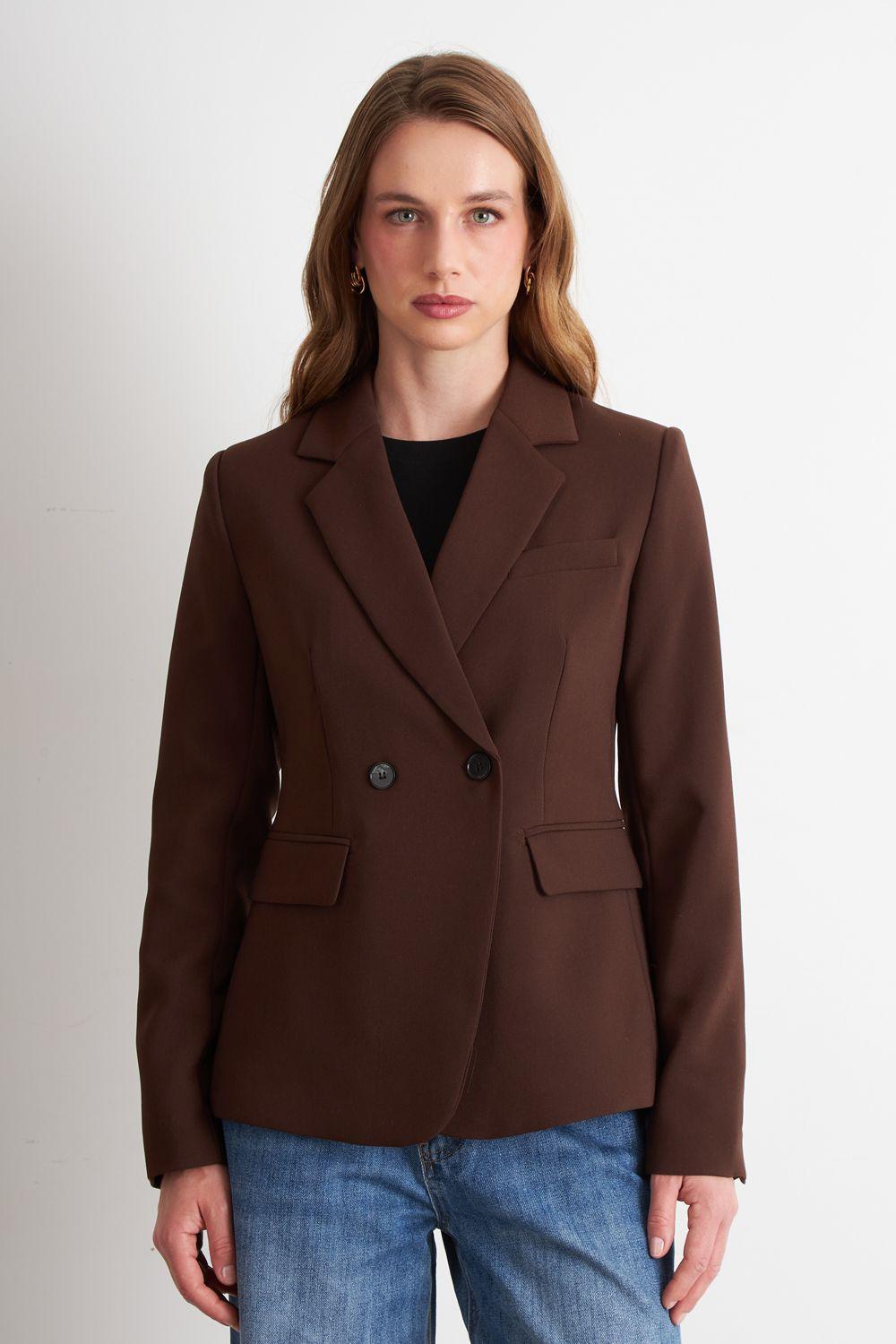 Blazer Sastrero Dos Botones Café Nicopoly-4