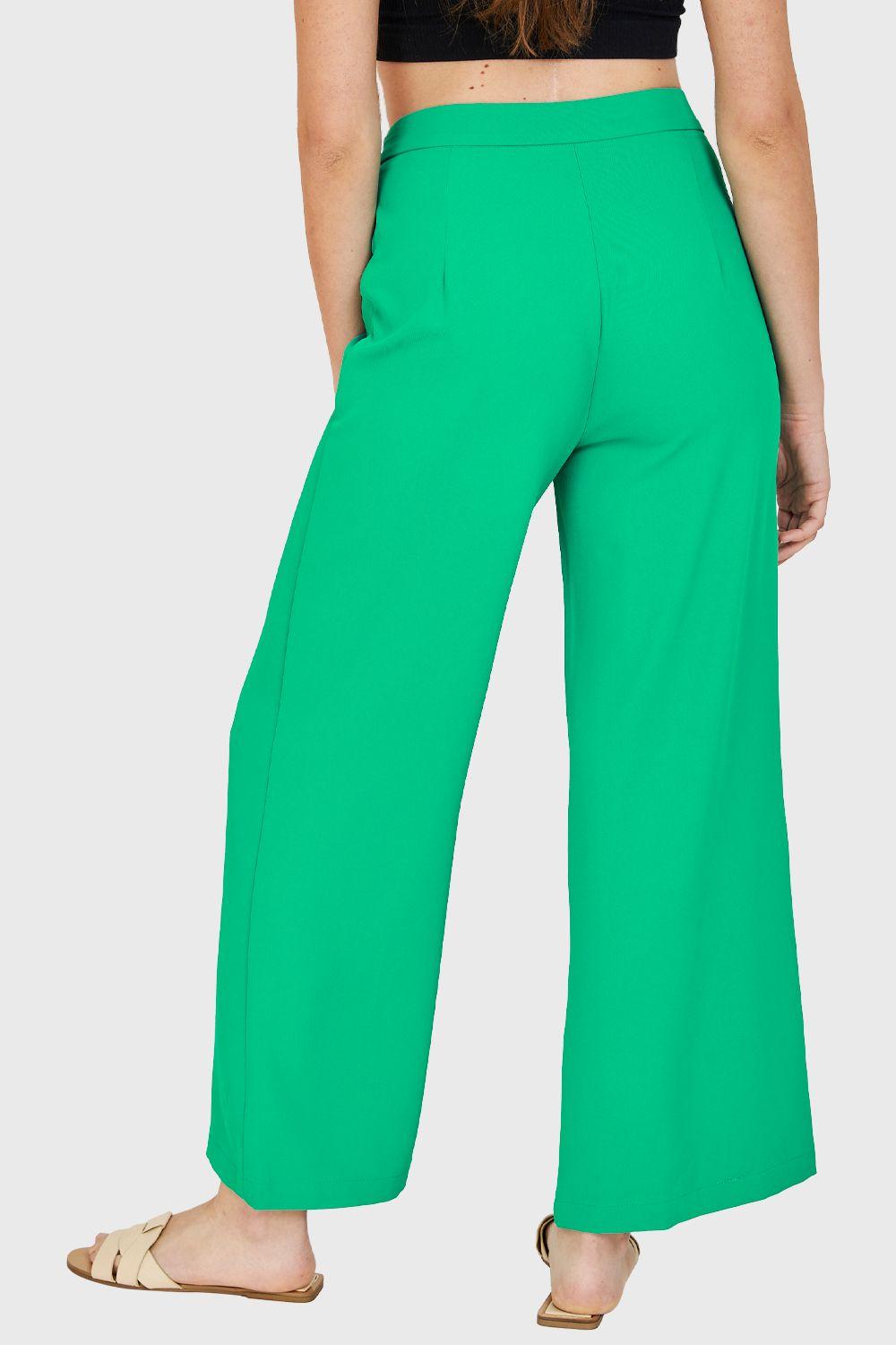 Pantalón Pinzas Ligero Verde Nicopoly-3