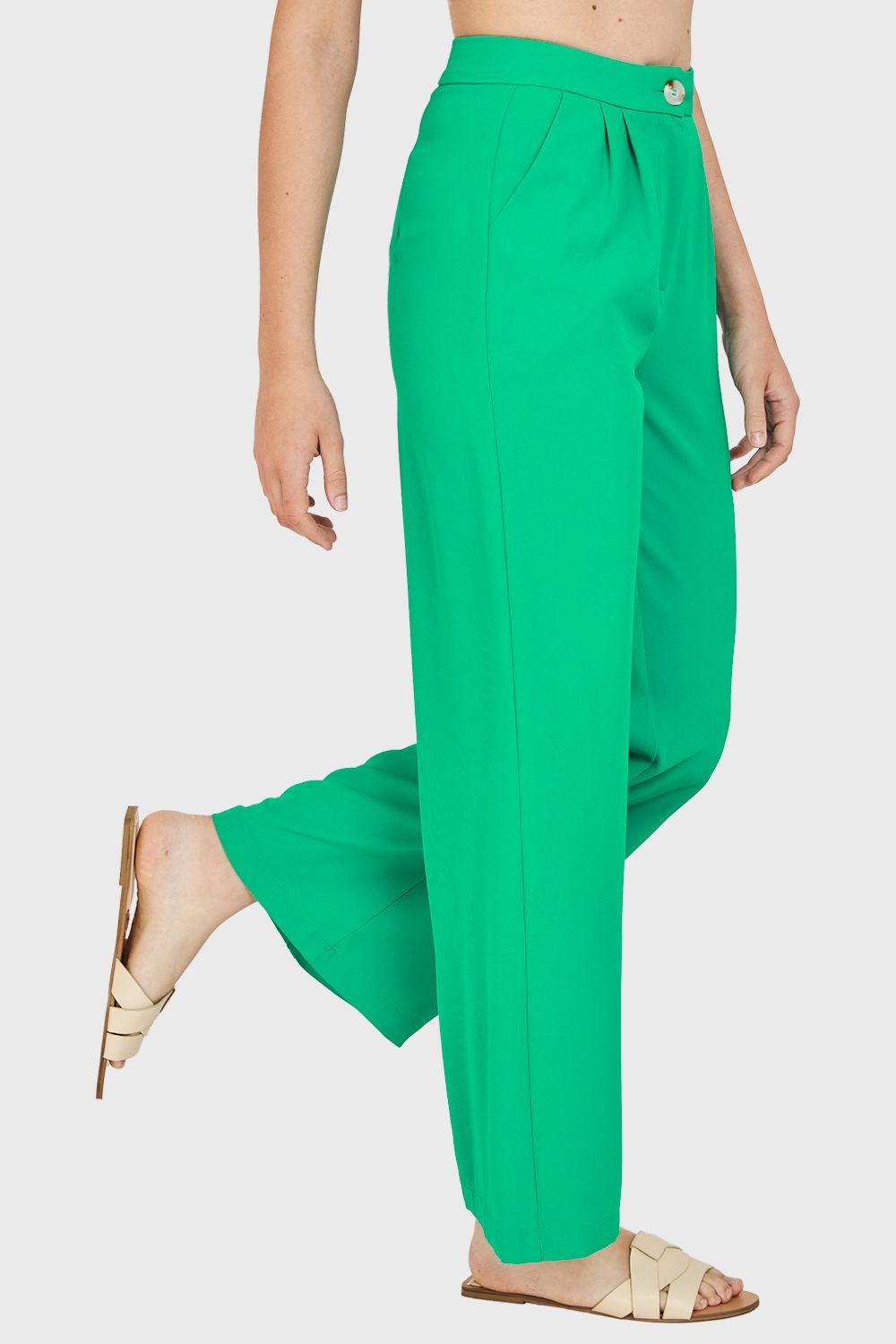 Pantalón Pinzas Ligero Verde Nicopoly-2