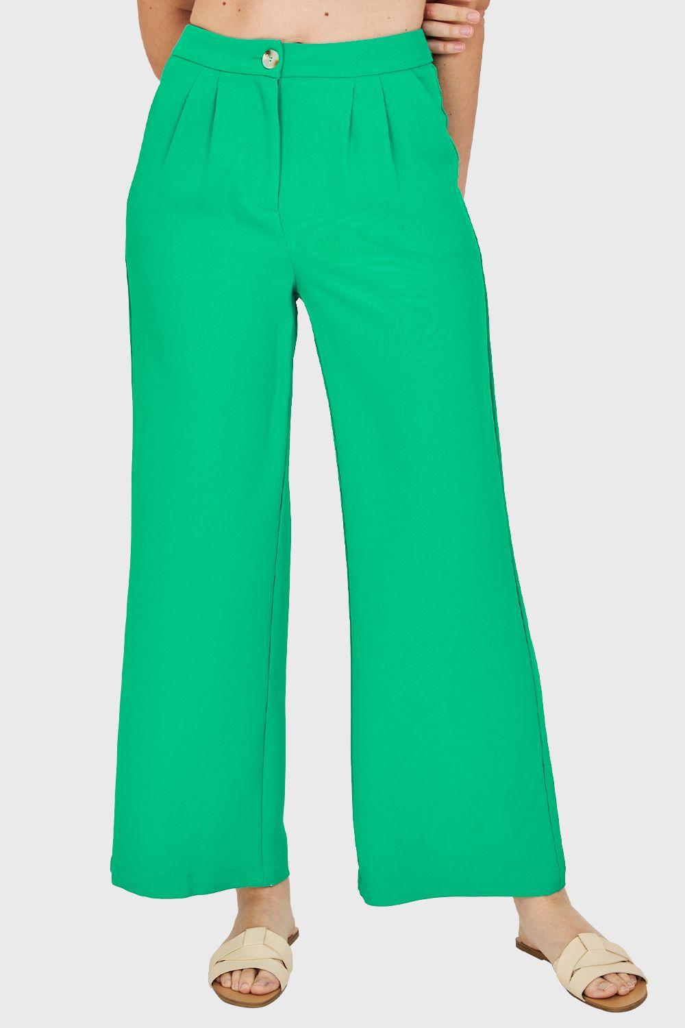 Pantalón Pinzas Ligero Verde Nicopoly-0