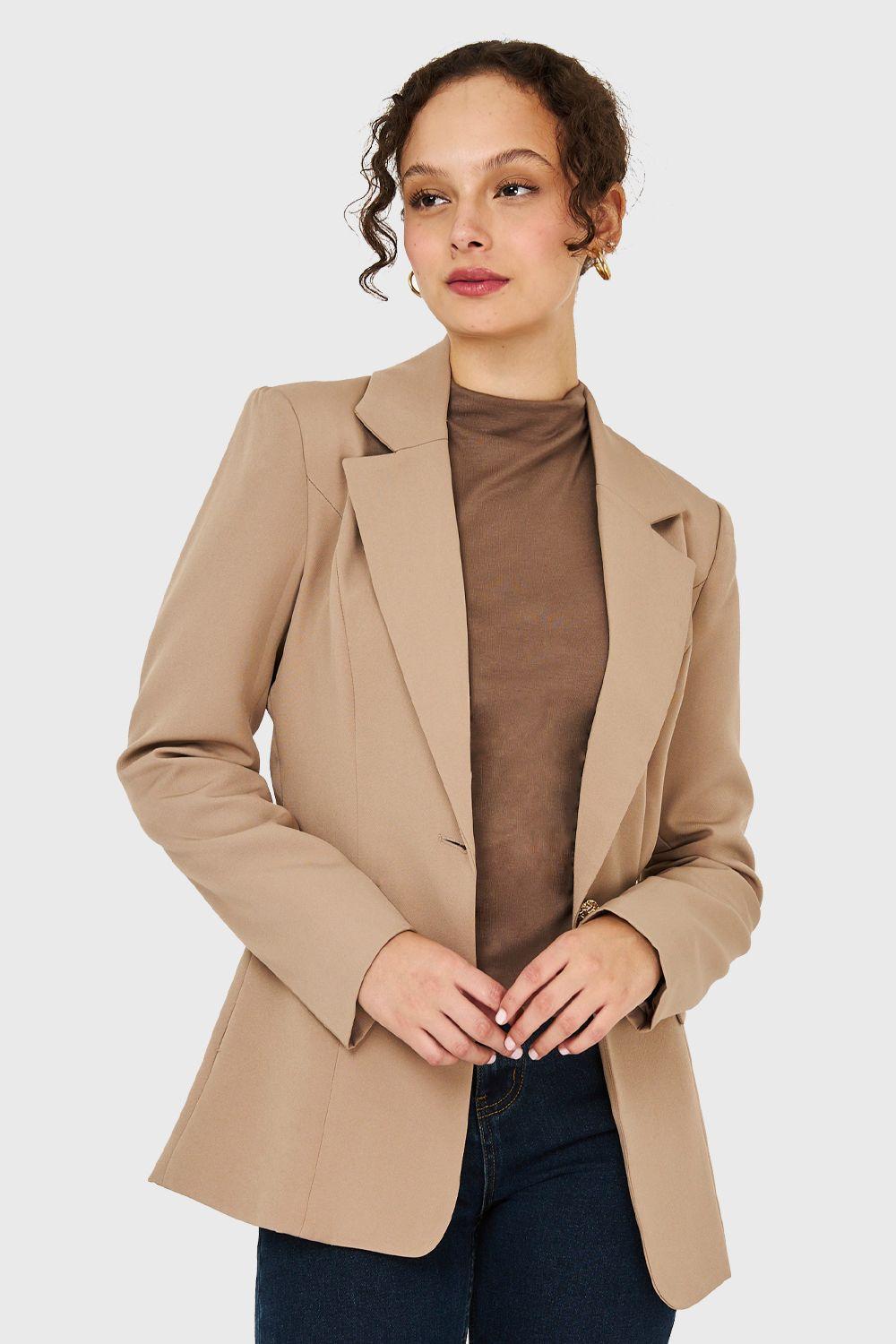 Blazer Un Botón Khaki Nicopoly-4