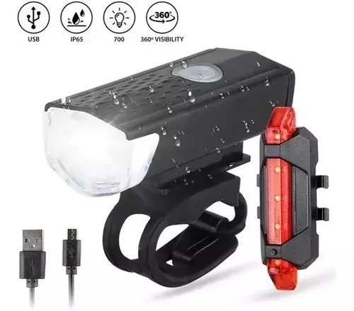 Pack Luz Bicicleta Delantera Y Trasera Recargable-1