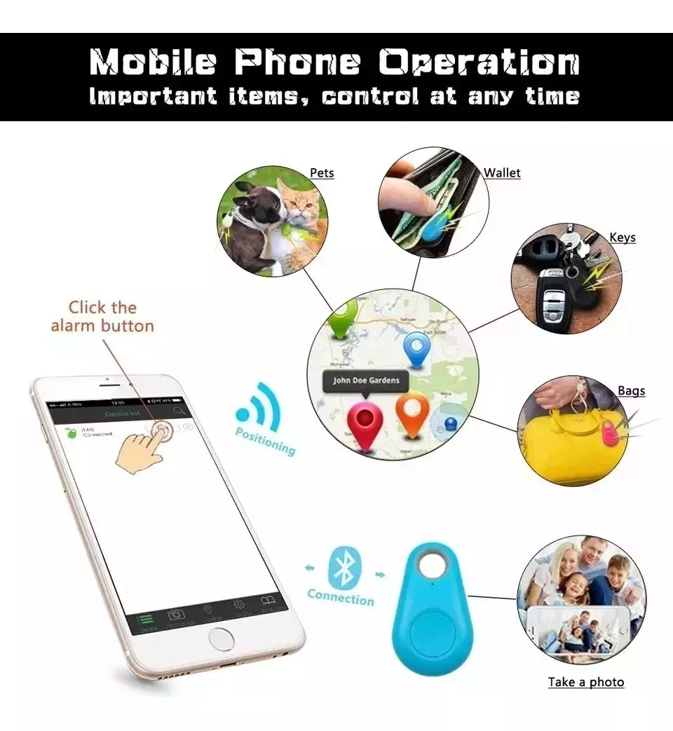 Llavero Localizador Gps Para Bolsos Llaves Rosa-4