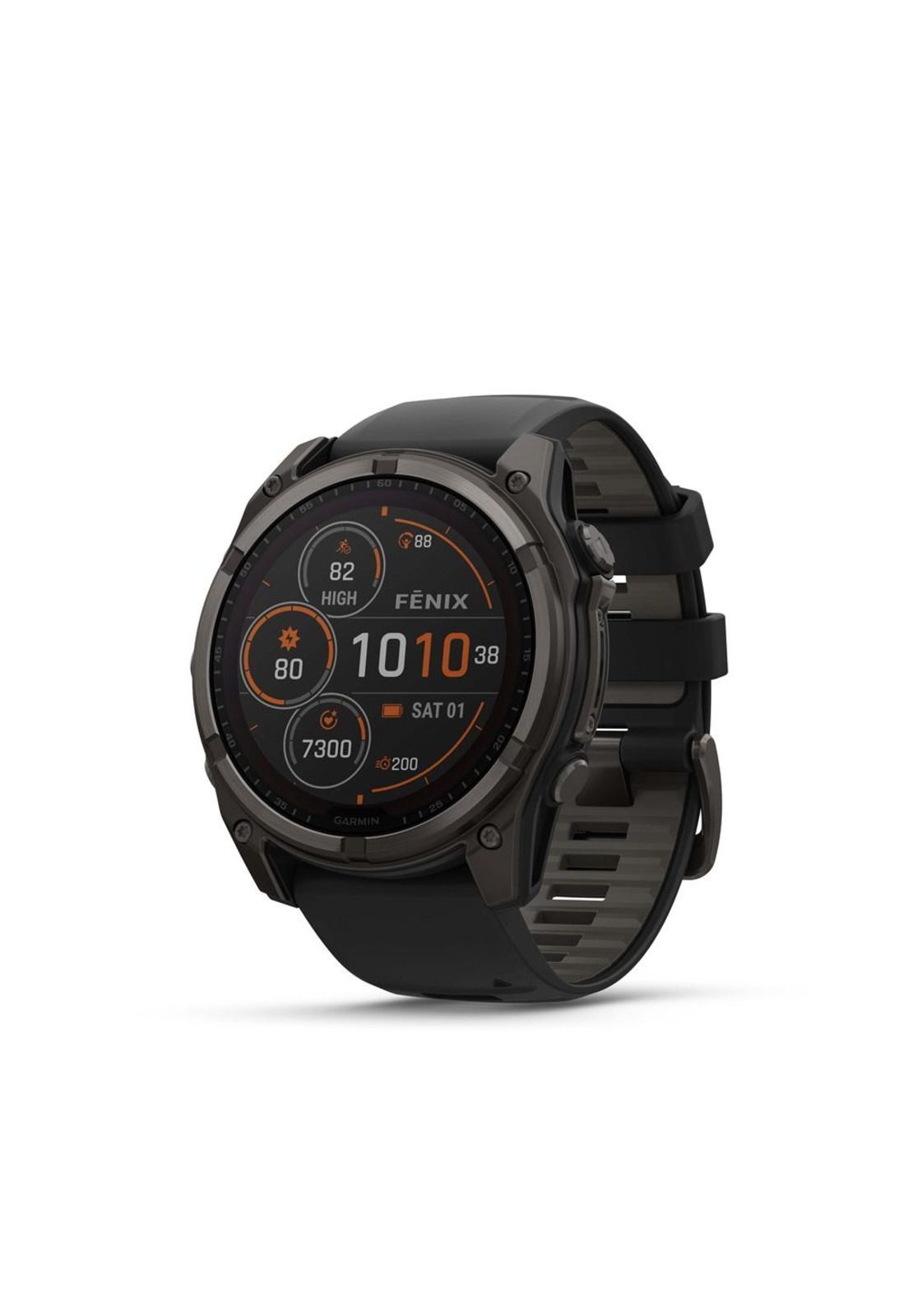 Fenix 8 51mm Solar Sapphire Titanio con correa de silicona negragris - Negro