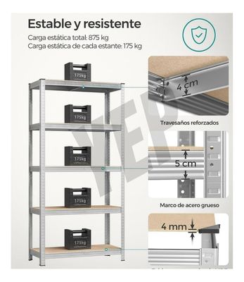 Imagen 2 del producto Estante Metálico Armable 180x90x40 Armado Facil Sin Pernos