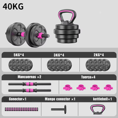 Imagen 2 del producto Mancuernas 40 Kg Barra Ajustables 3 En 1