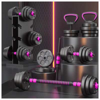 Imagen 2 del producto Set Mancuernas Barra Ajustables 20 Kg 3 En 1 rosa