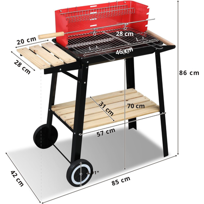 Imagen 2 del producto Parrilla De Asado Con Ruedas Y Bandeja