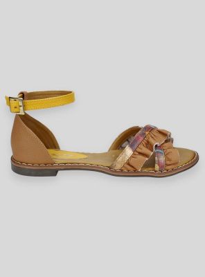 Sandalia Exs Flequillo Cuero Camel