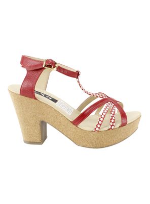 Sandalia Exs Plataforma Cuero Roja