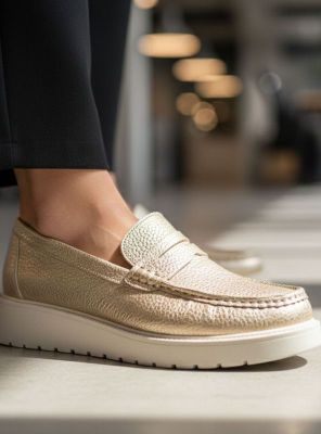 Imagen 2 del producto Mocasín New Walk Plataforma Confort Dorado