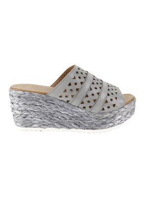 Sandalia Exs Cuero Troquelada Gris