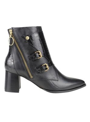 Botín Exs Broches Cuero Negro