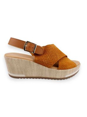 Sandalia Carmela Plataforma Gamuza Camel