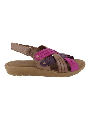 Sandalia Exs Confort Tiras Cuero Burdeo