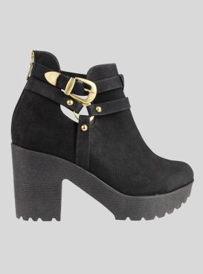 Botin Exs Abierto Gamuza Negro