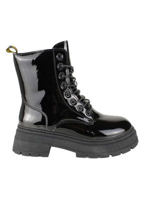 Botín New Walk Militar Brillante Negro