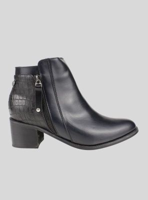 Botín Cuero Reptil Negro