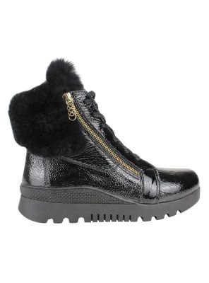 Botín Exs Peludo Cuero Negro