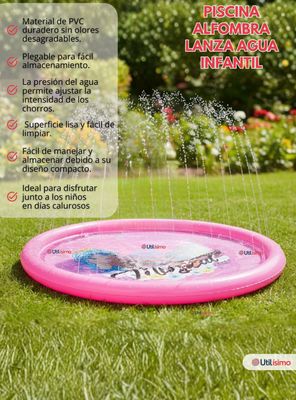 Imagen 2 del producto Alfombra Piscina Agua Rociador Para Niña Color Rosado 170 cm